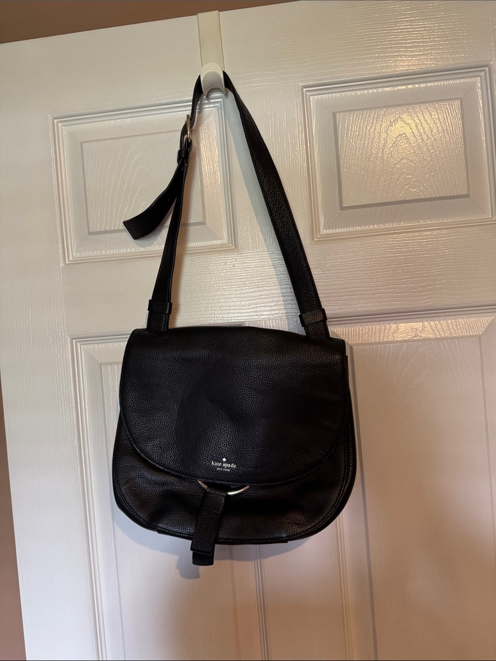 kate spade Black Leather Crossbody Saddle Bag